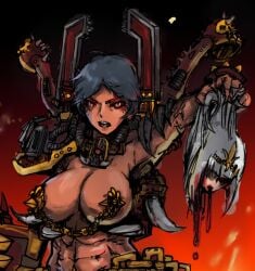 2girls adepta_sororitas artist_request chaos_(warhammer) chaos_space_marine female female_only female_space_marine imperium_of_man khorne khornette power_armor rule_63 sister_of_battle tagme_(artist) warhammer_(franchise) warhammer_40k