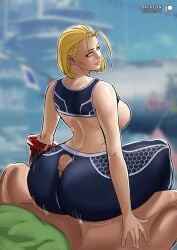 1boy 1girls absurd_res ass blonde_hair blue_eyes breasts buttjob cammy_white cammy_white_(street_fighter_6) colacat95 female female_focus hi_res large_ass large_breasts looking_back partial_male penis sideboob street_fighter