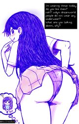 2girls ass ass_focus aubrey_(headspace) aubrey_(omori) axlstrizer big_ass blush female female_only lifting_skirt long_hair lyresweet mari_(omori) omori panties purple_hair showing_off skirt_lift smash speech_bubble tagme thought_bubble upskirt