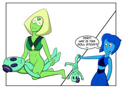 blue_hair blue_skin dialog female_only gem_(species) green_skin lapis_lazuli_(steven_universe) living_doll peridot_(steven_universe) sovietstingray steven_universe text