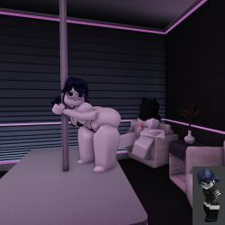 1boy 1girls 3d ass bikini black_eyes blue_hair breasts catsulithr34 penis pole private_session roblox roblox_avatar robloxian self_upload stripper stripper_pole tagme