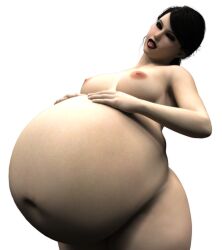 1girls 3d belly belly_expansion belly_inflation big_belly big_breasts black_hair black_lipstick breasts expansion female goth goth_girl huge_belly inflation nipples thatoneblueguy