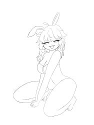 big_breasts bubu_vt bunny_suit hispanic_virtual_youtuber smug_expression thick_thighs