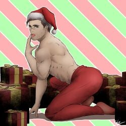 abs bara biceps christmas clothing detroit:_become_human gavin_reed holidays male male_only manly muscular_male pecs wyatt_wu1020