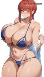 1girls ai_generated ass big big_breasts bikini blush body breasts busty chainsaw_man curvy_female light-skinned_female light_skin looking_at_viewer makima_(chainsaw_man) pointy_chin solo_female thick_thighs voluptuous wide