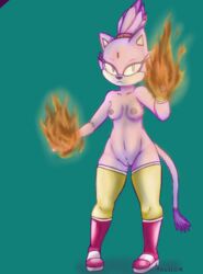 1girls anthro areolae blaze_the_cat boots breasts clothing feline female female_only fire footwear furry gloves hairtie knullox larrybay2 legwear mammal nude purple_hair pussy sonic_(series) stockings tail text thick_thighs watermark wide_hips