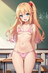 blonde_hair girl kawaii orgasm pink_bikini schoolgirl