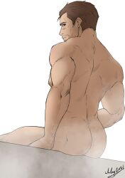 1boy ass bara beard biceps detroit:_become_human gavin_reed male male_only manly muscular_back muscular_male nude wyatt_wu1020