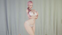 1girls 3d artist_request big_breasts bra breasts busty curvaceous curvy curvy_body curvy_female curvy_figure female glasses huge_breasts large_breasts original original_character pink_hair voluptuous white_bra willow_boat_lone_shadow_(artist)