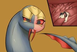 absurd_res after_vore female female_pred generation_3_pokemon hi_res human larger_female macro male male_prey mammal micro nintendo oral_vore poisonsneksoffie pokemon pokemon_(species) seviper size_difference smaller_male vore