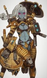 1girls alien alien_girl blue_skin female female_only mossa mossacannibalis solo solo_female tau warhammer_(franchise) warhammer_40k