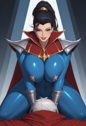 1boy ai_generated defeated defeated_male dominant_female female femdom league_of_legends malesub submission submissive_male vayne