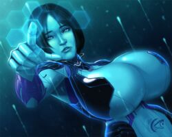 1girls 2d artificial_intelligence blue_hair blue_skin breasts_bigger_than_head clothes cortana cortana_v2 female female_focus female_only halo_(series) halo_5 huge_breasts large_breasts mangrowing solo