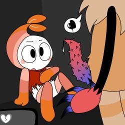 2boys cat_penis claws cruelpo dandy's_world dandys_world fur gay goob_(dandy's_world) height_difference imminent_anal imminent_penetration imminent_sex orange_skin ripped_clothing shocked_expression shrimp shrimpo_(dandy's_world) size_difference spiked_penis tentacle