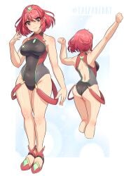 ass breasts core_crystal female female_only nintendo pyra short_hair solo tagme xenoblade_(series) xenoblade_chronicles_2 yaizaberry