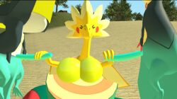 breasts dracozolt dragapult garry's_mod pokemon pokemon_(species) rubbing_penis yellow_body yellow_wings