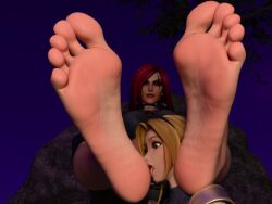 2s 3d blonde_hair feet female foot_fetish katarina_du_couteau league_of_legends luxanna_crownguard pussy riot_games sfw