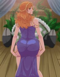 dress dress_inside_ass female female_only from_behind huge_ass huge_breasts large_ass nami nami_(one_piece) one_piece purple_dress shishiou11 tagme thick_thighs