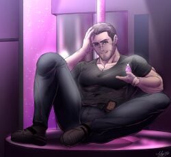 bara beard clothing detroit:_become_human gavin_reed male male_only manly muscular_male tight_clothing wyatt_wu1020