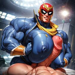 2020s 2024 2boys abs ai_assisted ai_generated balls bara bara_tiddies bara_tits big_penis bodily_fluids bodysuit captain_falcon dilf f-zero gay helmet huge_cock hyper_breasts hyper_penis male male/male male_boobs male_breasts male_only man_boobs man_breasts man_tits manboobs nintendo nipples nipples_visible_through_clothing penis rokuworshiper sex yaoi