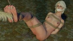 1girls 3d breasts ciri feet female foot_fetish gagged holding_back_laughter ironlawbringer nude restrained rope soles solo solo_focus the_witcher_(series) tickling tied_up