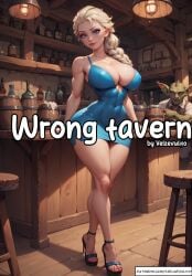 ai_generated big_breasts comic_cover dress elsa_(frozen) frozen_(film) goblin hourglass_figure tavern velzevulito wide_hips