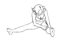 bare_legs bending_forward exercise feet meryl_silverburgh metal_gear metal_gear_solid pantsless pencil_(artwork) prone push-up rough_sketch sitting_on_floor sketch splits stretch stretching t-shirt