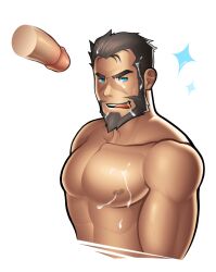 archie_(pokemon) balls bara beard boner cum cum_on_face disembodied_penis erection facial_hair gay male male_only muscles muscular nintendo nude penis pokemon team_aqua tongue_out uchu