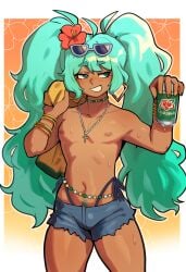 1boy 2024 2d 2d_(artwork) absurd_res accessories accessory artist_name asian_latino belly_button bikini blush blush_lines bra bracelet brazil brazilian brazilian_male brazilian_miku bulge collar cyan_eyes cyan_hair ear_piercing femboy feminine_male flower flower_in_hair gay genderswap_(ftm) girly hand_on_hip hatsune_miku latin_american_hatsune_miku_(meme) long_hair long_hair_male long_twintails looking_at_viewer male male_focus male_only male_with_painted_nails mikuo_hatsune ms_pigtails navel navel_piercing necklace open_mouth otoko_no_ko penis pubic_hair rule_63 shirt shirt_removed short_shorts shorts skyguyart smile soda solo solo_male sunglasses sunglasses_on_head sweatdrop tagme tan tan_body tan_skin tanline tanned tanned_skin thick_hips thick_thighs thighs trap turquoise_eyes turquoise_hair twintails unbuttoned unzipped vocaloid yellow_shirt