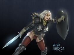 1girls adepta_sororitas artist_request female female_only grenade imperium_of_man power_armor sister_of_battle solo solo_female sword tagme_(artist) warhammer_(franchise) warhammer_40k