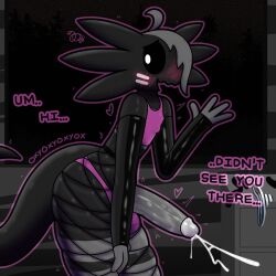 axolotl cum dress_up embarrassed femboy fishnets huge_cock hung_trap leaking_cum licorice_(oxyoxyoxyox) looking_at_viewer oxyoxyoxyox sweaty_genitalia talking_to_viewer