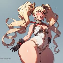 ai_generated aipornarts blonde_hair huge_ass huge_butt huge_hips petite small_breasts tight_clothing twintails young