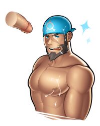 archie_(pokemon) balls bara beard boner cum cum_on_face disembodied_penis erection facial_hair gay headkerchief male male_only muscles muscular nintendo nude penis pokemon team_aqua tongue_out uchu