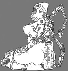 1girls adeptus_mechanicus black_and_white cybernetics female imperium_of_man russian_text techpriest text warhammer_(franchise) warhammer_40k warpencil40k