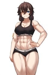 ai_generated areolae_visible_through_clothing hismajestyii nipples_visible_through_bra nipples_visible_through_clothing novelai panties seiko_tanaka_(hismajestyii) sports_bra sportswear underwear