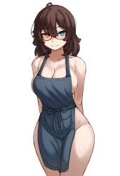 abs ai_generated apron apron_only cleavage hismajestyii nearly_nude novelai original seiko_tanaka_(hismajestyii) sideboob