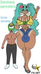 1boy 1futa accessories age_difference aqua_eyes aqua_hair big_ass big_balls big_hips bikini brazil brazilian brazilian_futa brazilian_miku bulk busty clothed denim_shorts dickgirl futanari hatsune_miku huge_balls hyper_balls jewerly latin_american_hatsune_miku_(meme) latina latino long_hair male masked_male navel_piercing nipples oc original_character penis pierced_nipples pointer_warrior_xxx pubic_hair sandals shemale short_shorts simple_coloring tanned tanned_futa tanned_skin text thick_thighs thong_aside vocaloid voluptuous voluptuous_futanari