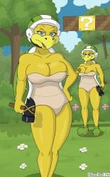 2girls ?_block big_breasts big_thighs blue_eyes breasts breasts_out brick_block bushes duo female female_only grass green_helmet green_shell green_shoes hammer hammer_bros. helmet holding_hammer koopa looking_at_viewer mario_(series) nintendo nipples open_mouth outdoors serious shell shoes super_mario_bros. thick thick_hips thick_thighs thighs trees turtle unknowndraw6798 wide_hips yellow_skin