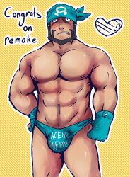 archie_(pokemon) artist_request balls bara beard bulge facial_hair flaccid headkerchief male male_only muscles muscular nintendo penis pokemon solo solo_male source_removed team_aqua