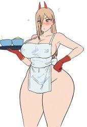 ai_generated apron_only blush breakfast chainsaw_man female_only gloves hi_res pawg power_(chainsaw_man) tagme thick thick_thighs wide_hips