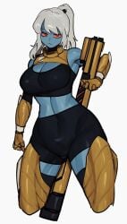 alien alien_girl artist_request blue_skin tagme_(artist) tau warhammer_(franchise) warhammer_40k