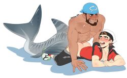 anal anal_sex archie_(pokemon) balls bara beard blush brendan_(pokemon) facial_hair gay headkerchief male male_only mermaid_tail merman muscles muscular nintendo nocturn-kitty penis pokemon sex shark_tail team_aqua