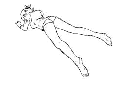 arm_tattoo bare_legs exercise laying_on_stomach meryl_silverburgh metal_gear metal_gear_solid pantsless pencil_(artwork) prone push-up rough_sketch sketch t-shirt