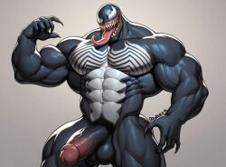 abs ai_generated arms_up big_balls big_penis buff dick gay gaylover16 marvel marvel_comics muscles muscular tongue_out venom venom_(marvel)