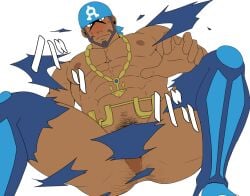 archie_(pokemon) balls bara beard blush bodysuit facial_hair headkerchief male male_only muscles muscular nintendo penis pokemon ripped_clothing sakuramaru123 solo solo_male team_aqua