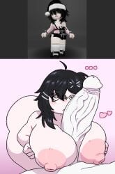 1boy 1girls 2d 2d_(artwork) 2d_artwork big_ass big_breasts big_nipples black_hair eatidalemons eatlemons huge_ass huge_breasts huge_cock low_quality naked paizuri penis_between_breasts pink_body pixelated reference_image roblox roblox_avatar robloxian staring_at_penis tagme