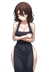 abs ai_generated apron apron_only cleavage hismajestyii nearly_nude novelai original seiko_tanaka_(hismajestyii) sideboob