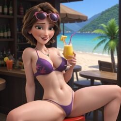 1:1 1:1_aspect_ratio 1girls ai_generated aunt aunt_cass awlnsfw beach belly belly_button big_hero_6 big_hero_6:_the_series bikini bikini_bottom bikini_top blue_sky blush blushing_at_viewer breasts brown_eyebrows brown_hair cass_hamada cleavage clothed cocktail cocktail_glass cocktail_umbrella collarbone collarbones detailed_background excited excited_female female female_only green_eyes green_eyes_female hawaiian_tropic holding_cup holding_glass human inner_thighs jewelry leaning_back looking_at_viewer marvel marvel_comics milf mommy mountain mountains nature nature_background navel necklace no_visible_genitalia nose_blush ocean ocean_background outdoors outside pale_skin palm_tree palm_trees panties parted_hair pixar pixar_style public purple_bikini purple_panties red_lips red_lipstick self_upload short_hair smile smiling smiling_at_viewer solo stool straw sunglasses sunglasses_on_forehead sunglasses_on_head table thick_thighs thighs thong thong_bikini underbutt