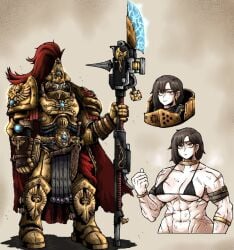 abs adeptus_custodes brown_eyes imperium_of_man muscle_girl muscles muscular_female octosoup short_hair tomboy warhammer_(franchise) warhammer_40k