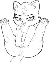 :3 anus baby_(star_vs._the_forces_of_evil) cute_fangs feline female feral forehead_gem fur half-closed_eyes mammal presenting presenting_anus presenting_pussy pussy seductive semi-anthro spread_legs spread_pussy spreading star_vs_the_forces_of_evil unknown_artist